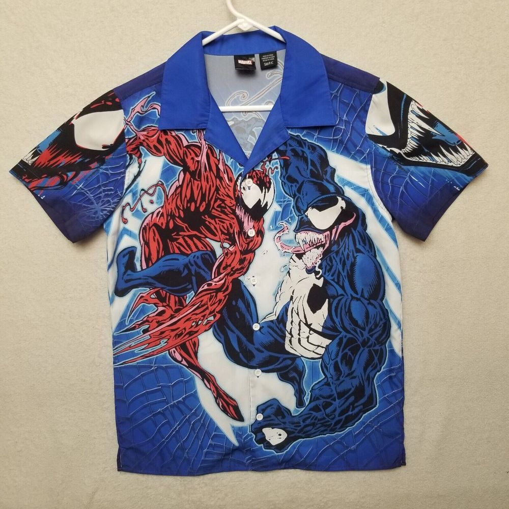 Marvel Venom vs Carnage‎ Shirt Men's Size Small All Over Print Button Up